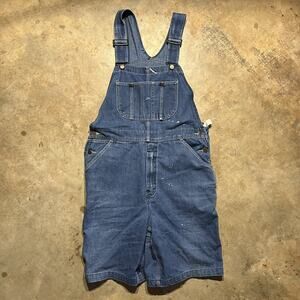 Vintage 70s Sears & Roebucks Blue Denim Short Overalls 36x9